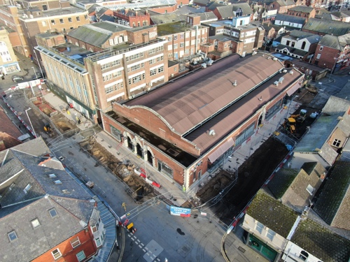 An aerial view of Southport Market - February 2025