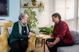 two woman talking