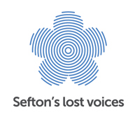 sefton's lost voices logo of a flower made up of audio lines