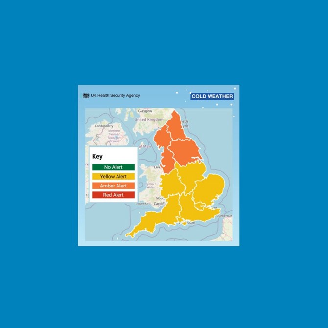 UKHSA Amber weather warning map