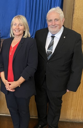 Deborah Butcher stood on the left, with Councillor Cummins stood next to her on the right.