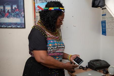 A person using digital equipment