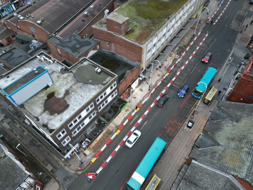 An aerial view of Eastbank Street - February 2025