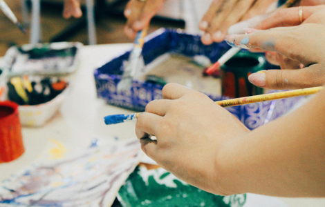 Young people painting