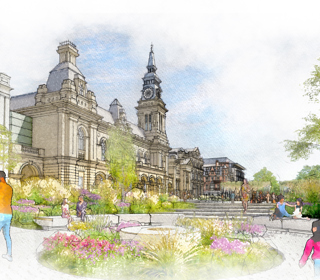 An artistic impression of how the space would look following the regeneration
