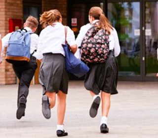 School pupils entering school