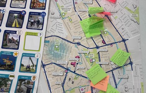 Map with post it note comments