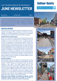 A preview of the June newsletter for Les Transformations De Southport with project updates for Eastbank Street, King Street and Market Street