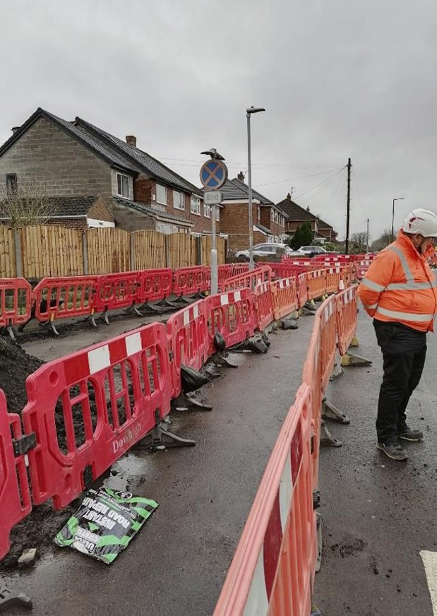 Pictures below of A59 urgent utility and drainage maintenance traffic management.