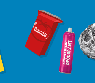 different icons of recycled materials