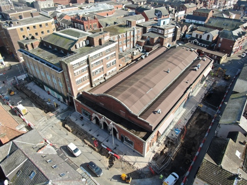 An aerial view of Southport Market for Les Transformations de Southport - March 2025