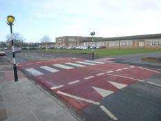 An image of a new zebra crossing, next to a Stanley High School