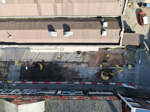 An aerial view of Southport Market for Les Transformations de Southport - March 2025